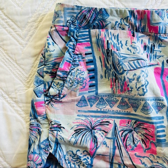 Lilly Pulitzer Adie Ruffle Shorts Whisper Blue Yeah Buoy 4 - Picture 5 of 8